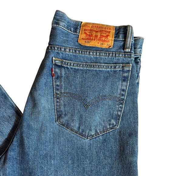 Levi's 516 Women's Classic Blue Straight Leg Jeans W34 L32 - Picture 1 of 6